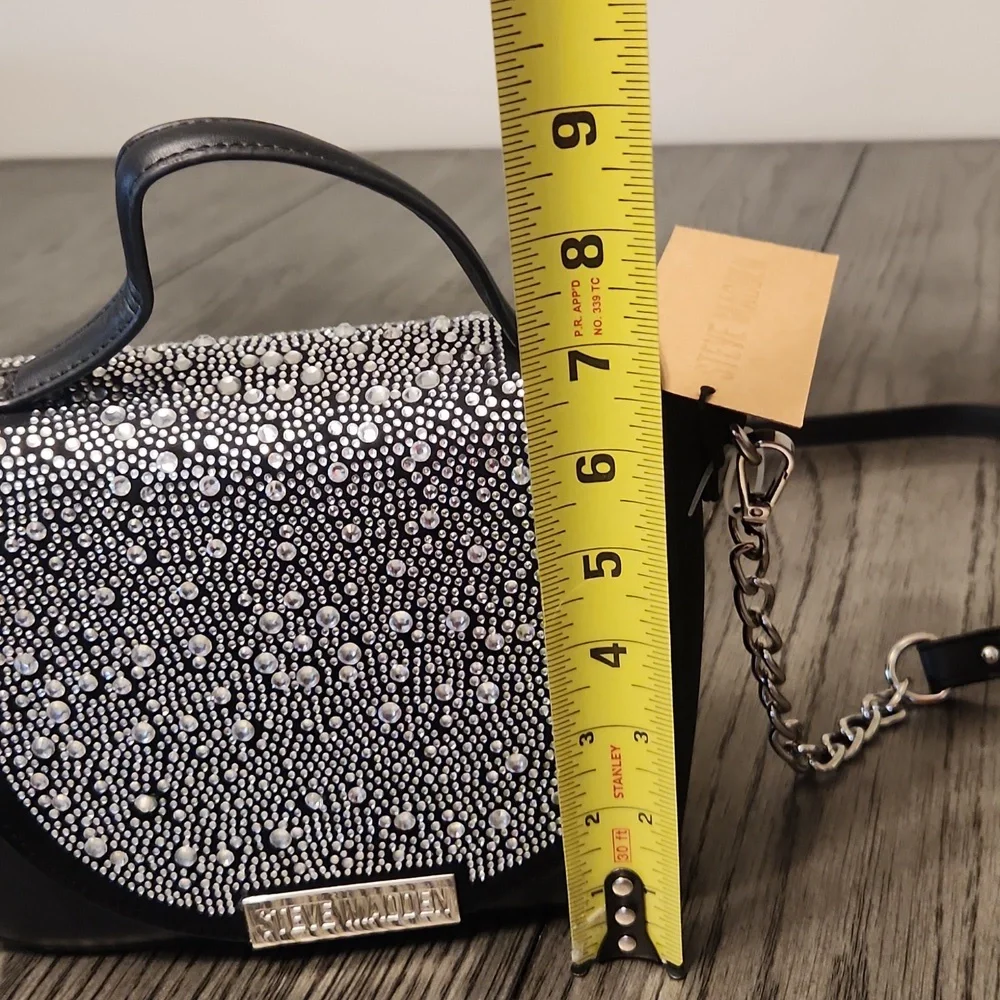 Steve Madden Black Crossbody Bag with Silver Accents NWT